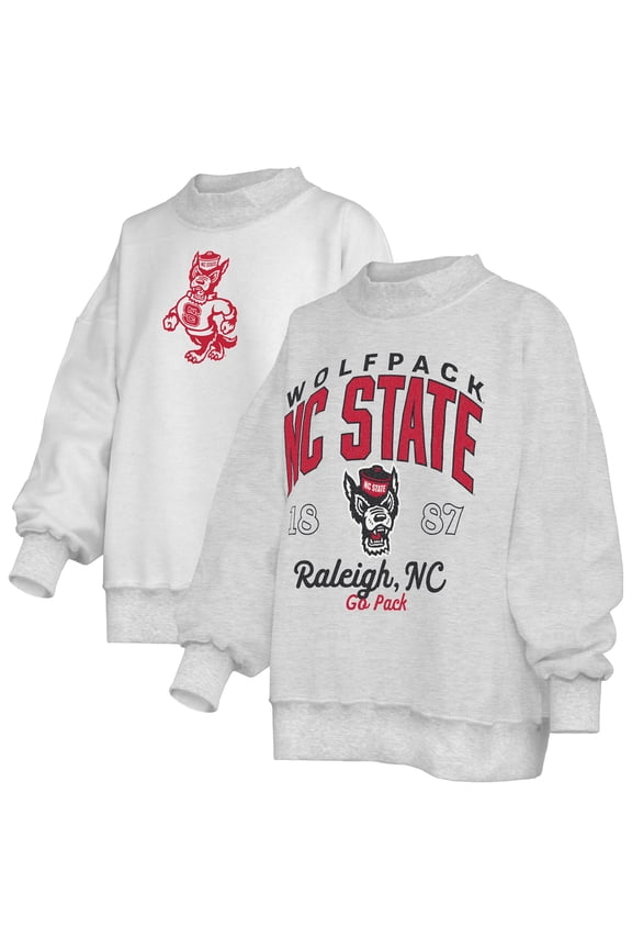 Women's Pressbox Heather Gray NC State Wolfpack Reversible Sweatshirt