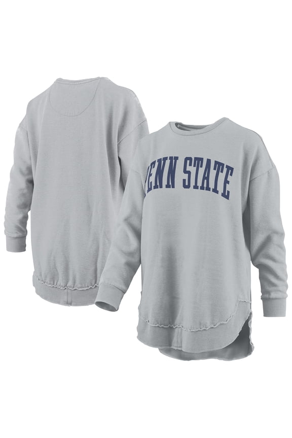 Women's Pressbox Gray Penn State Nittany Lions Melange Poncho Vintage Fleece Long Sleeve Pullover Sweatshirt