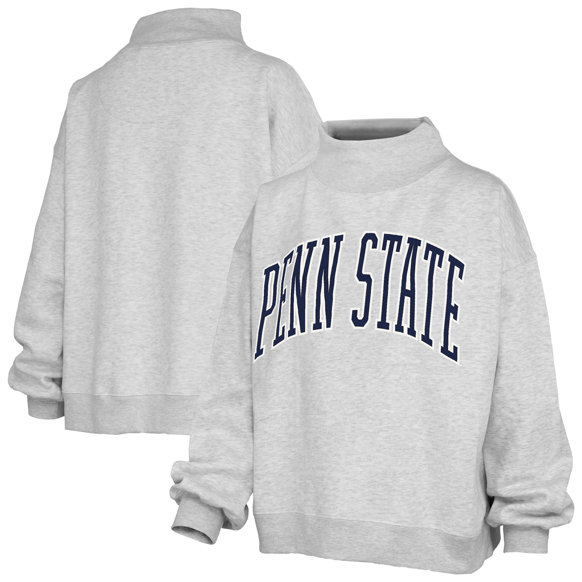 stein OVERSIZED HIGH NECK LS・P.GRAY Women's Pressbox Heather Gray Penn State Nittany Lions Oversized