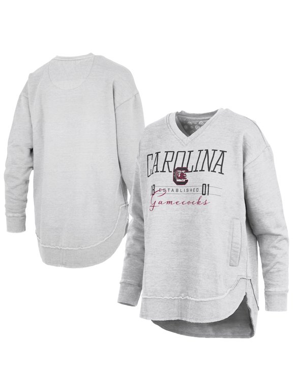 Women's Pressbox Heather Gray South Carolina Gamecocks Marcus East Hall Poncho V-Neck Sweatshirt