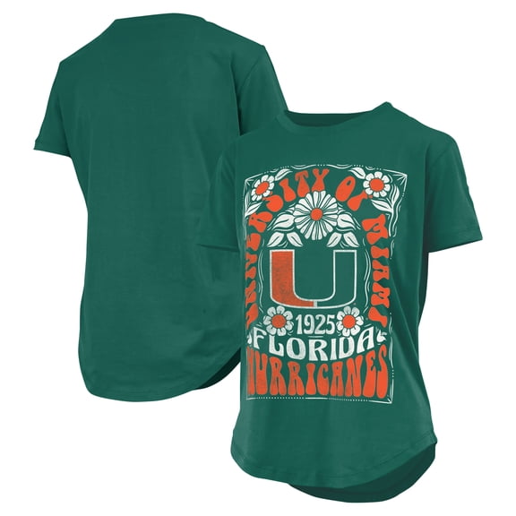 Women's Pressbox Green Miami Hurricanes Irvine Floral Team Color-T-Shirt