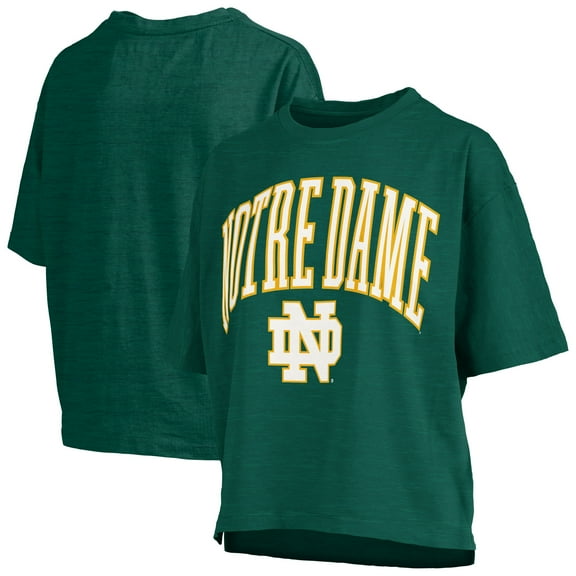 Women's Pressbox Green Notre Dame Fighting Irish Nelson Arch Over Logo Waist Length Oversized Slub T-Shirt