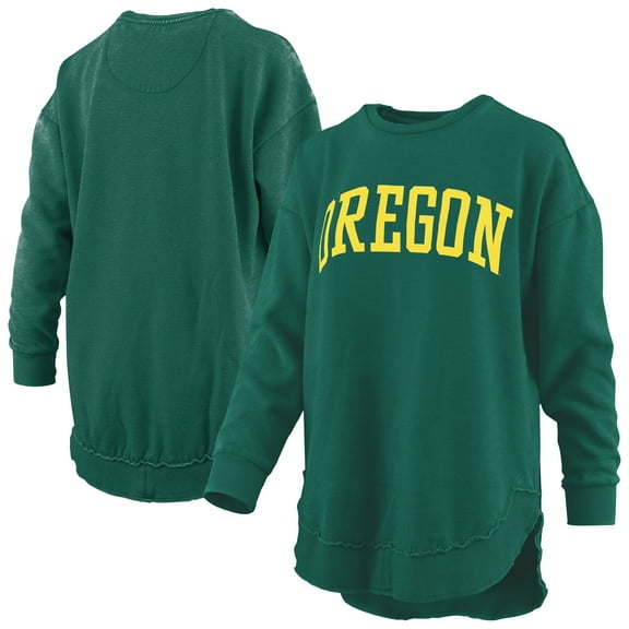 Women's Pressbox  Green Oregon Ducks Melange Poncho Vintage Fleece Long Sleeve Pullover Sweatshirt