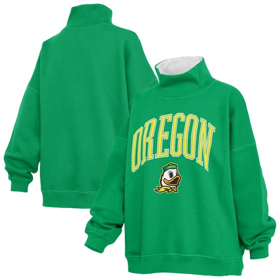 Women's Pressbox Green Oregon Ducks Oversized Mock Neck Sweatshirt