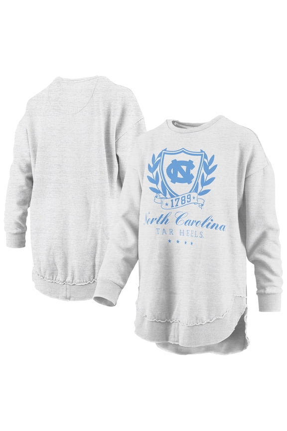 Women's Pressbox Heather Gray North Carolina Tar Heels Field Day Melange Poncho Pullover Sweatshirt