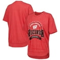 thumbnail image 1 of Women's Pressbox Heather Red Wisconsin Badgers Vintage Wash Poncho Captain T-Shirt, 1 of 3