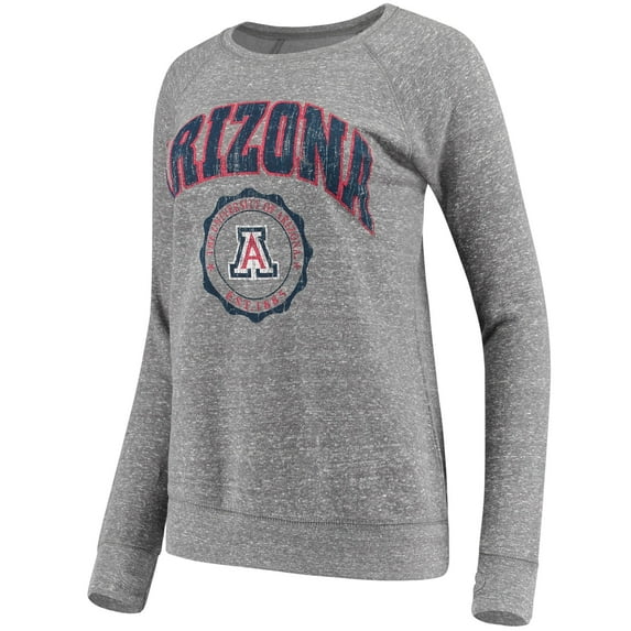 Women's Pressbox Heathered Gray Arizona Wildcats Edith Vintage Knobi Pullover Sweatshirt