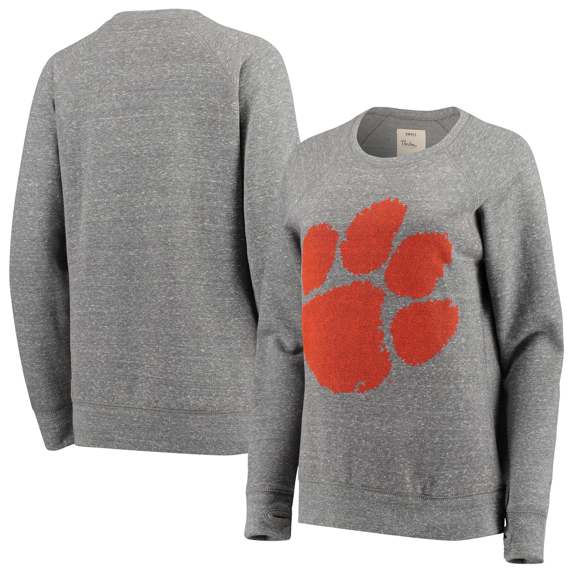 Womens Pressbox Heathered Gray Clemson Tigers Big Team Logo Knobi 