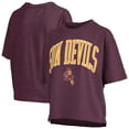 thumbnail image 1 of Women's Pressbox Maroon Arizona State Sun Devils Nelson Arch Over Logo Waist Length Oversized Slub T-Shirt, 1 of 3
