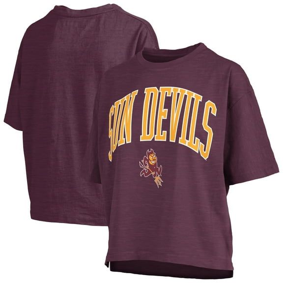 Women's Pressbox Maroon Arizona State Sun Devils Nelson Arch Over Logo Waist Length Oversized Slub T-Shirt