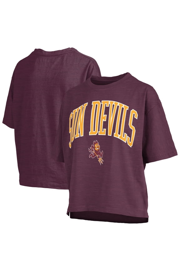 Women's Pressbox Maroon Arizona State Sun Devils Nelson Arch Over Logo Waist Length Oversized Slub T-Shirt