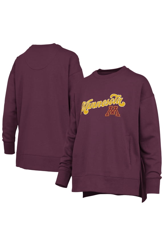 Women's Pressbox Maroon Minnesota Golden Gophers Bonanza Chenille Harper Script Sweatshirt