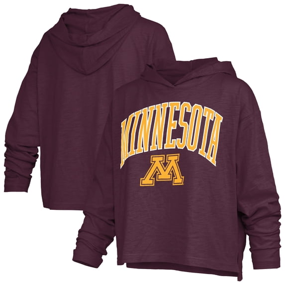 Women's Pressbox Maroon Minnesota Golden Gophers Nelson Arch Over Logo Long Sleeve Hooded Slub T-Shirt