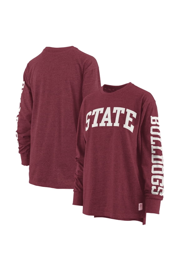 Women's Pressbox Maroon Mississippi State Bulldogs Two-Hit Canyon Long Sleeve T-Shirt