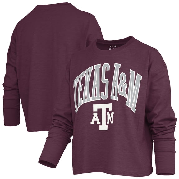 Women's Pressbox Maroon Texas A&M Aggies Motley Boxy Waist-Length Long Sleeve T-Shirt