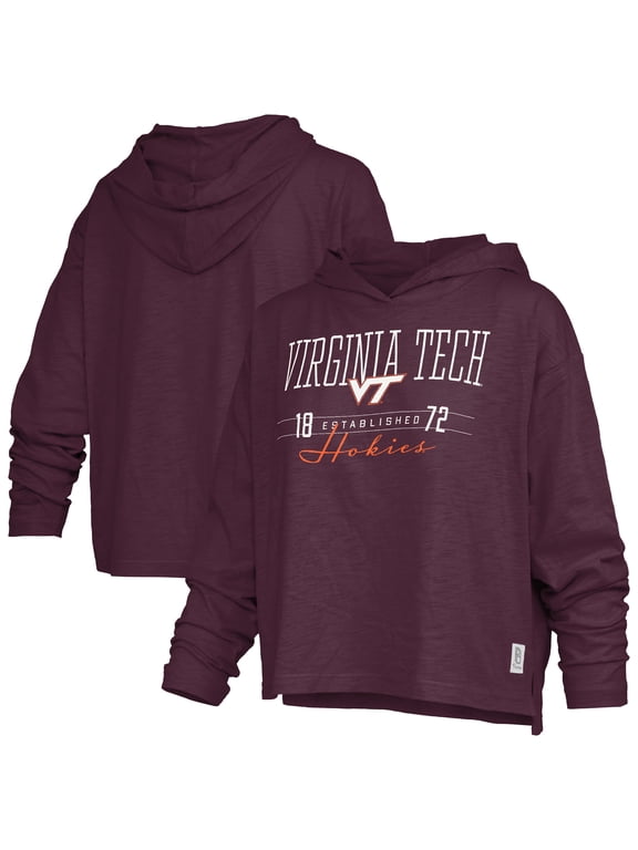 Women's Pressbox Maroon Virginia Tech Hokies Castillo Slub Waist Length Long Sleeve Hooded T-Shirt