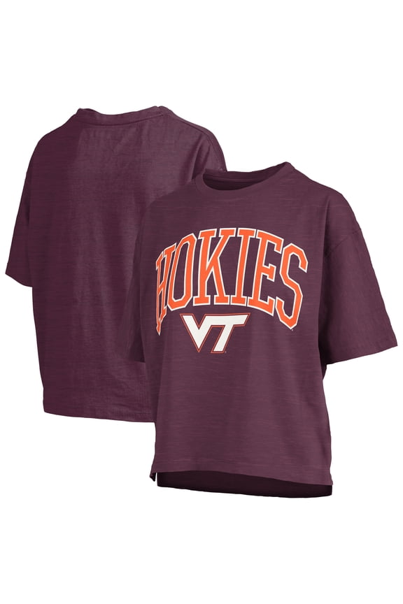Women's Pressbox Maroon Virginia Tech Hokies Nelson Arch Over Logo Waist Length Oversized Slub T-Shirt