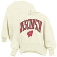 thumbnail image 1 of Women's Pressbox Natural Wisconsin Badgers Oversized Waist-Length Crewneck Sweatshirt, 1 of 3