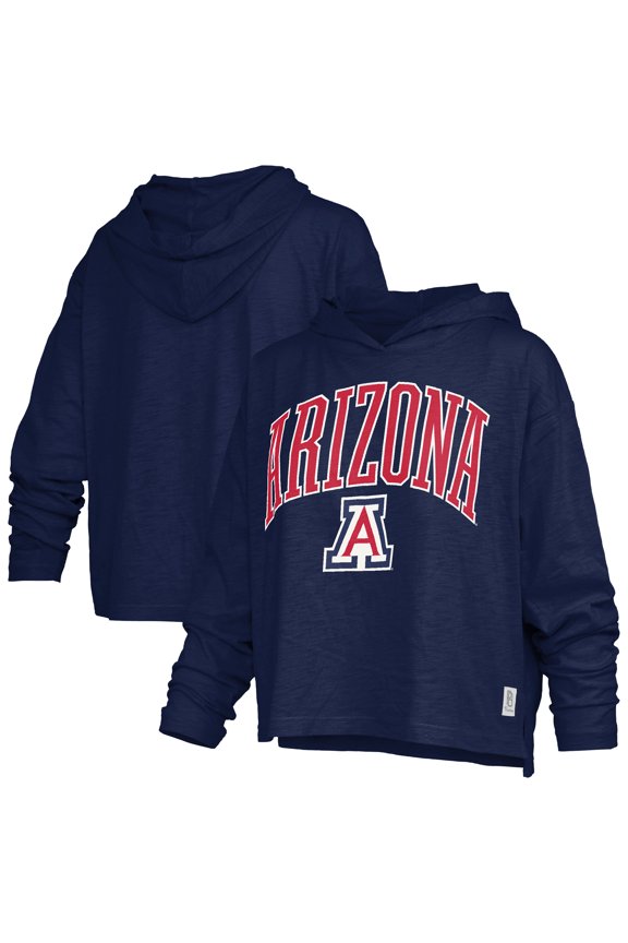Women's Pressbox  Navy Arizona Wildcats Nelson Arch Over Logo Long Sleeve Hooded T-Shirt