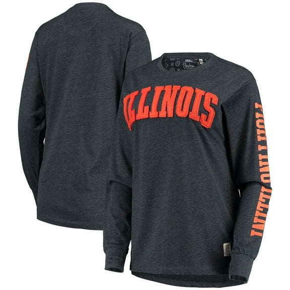 Women's Pressbox Navy Illinois Fighting Illini Two-Hit Canyon Long Sleeve T-Shirt
