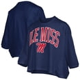 thumbnail image 1 of Women's Pressbox  Navy Ole Miss Rebels Midi Arch Over Logo Oversized T-Shirt, 1 of 3