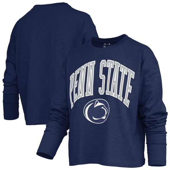 Women's Pressbox Navy Penn State Nittany Lions Motley Boxy Waist-Length Long Sleeve T-Shirt