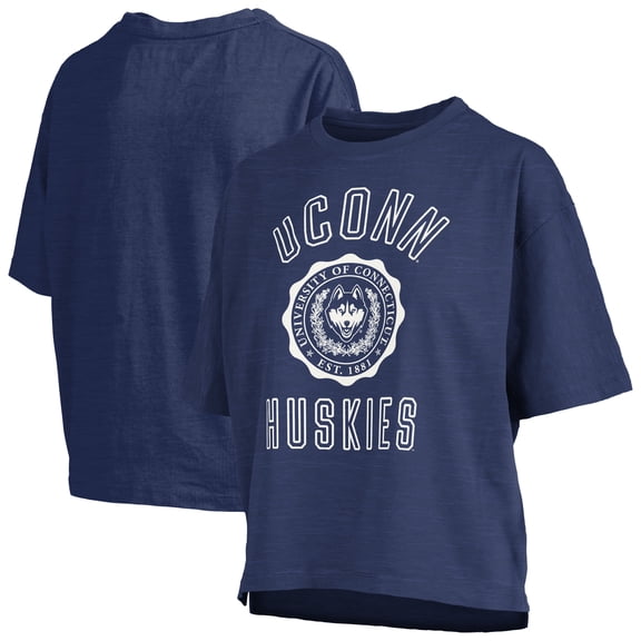 Women's Pressbox Navy UConn Huskies Motley Crew Bishop Waist Length Oversized Slub T-Shirt
