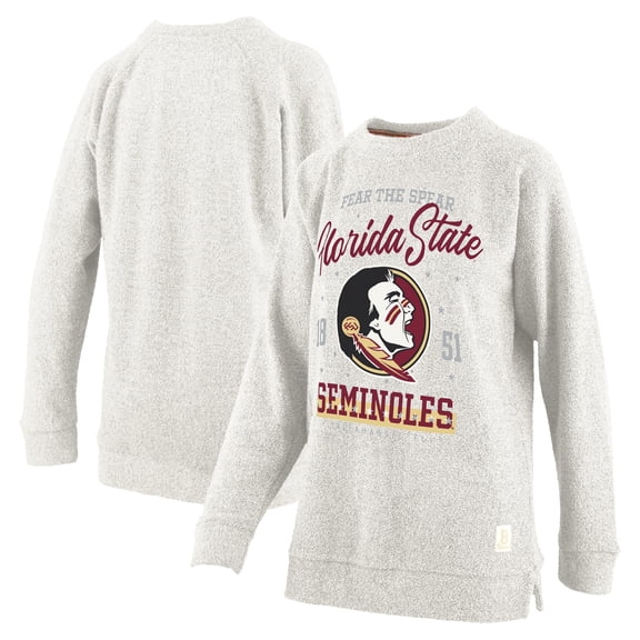 Women's Pressbox Oatmeal Florida State Seminoles Plus Size Comfy Cairo Terry Pullover Sweatshirt