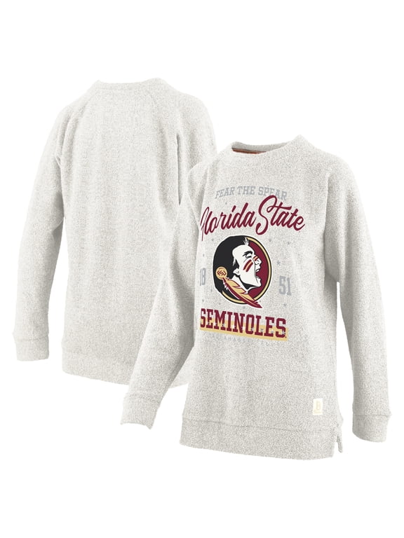 Women's Pressbox Oatmeal Florida State Seminoles Plus Size Comfy Cairo Terry Pullover Sweatshirt