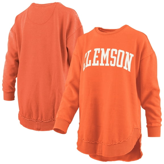 Women's Pressbox  Orange Clemson Tigers Melange Poncho Vintage Fleece Long Sleeve Pullover Sweatshirt