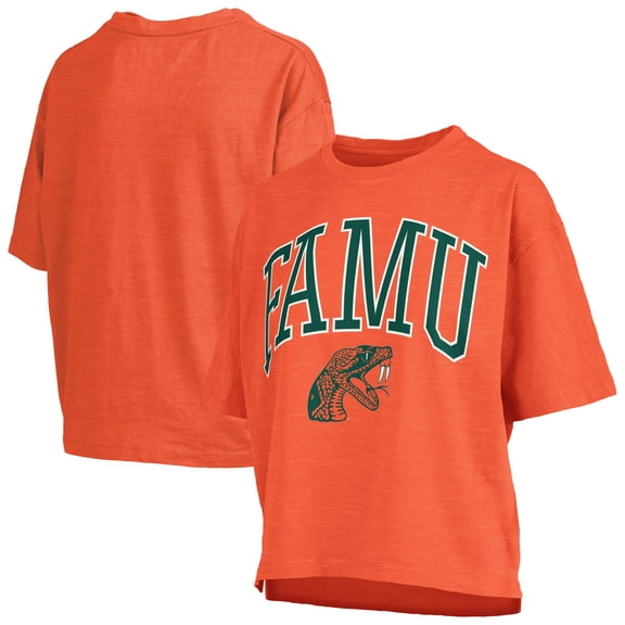 Women's Pressbox Orange Florida A&M Rattlers Oversized Nelson Arch Over Logo Slub T-Shirt