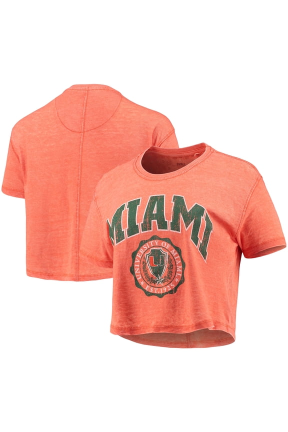 Women's Pressbox Orange Miami Hurricanes Edith Vintage Burnout Crop T-Shirt