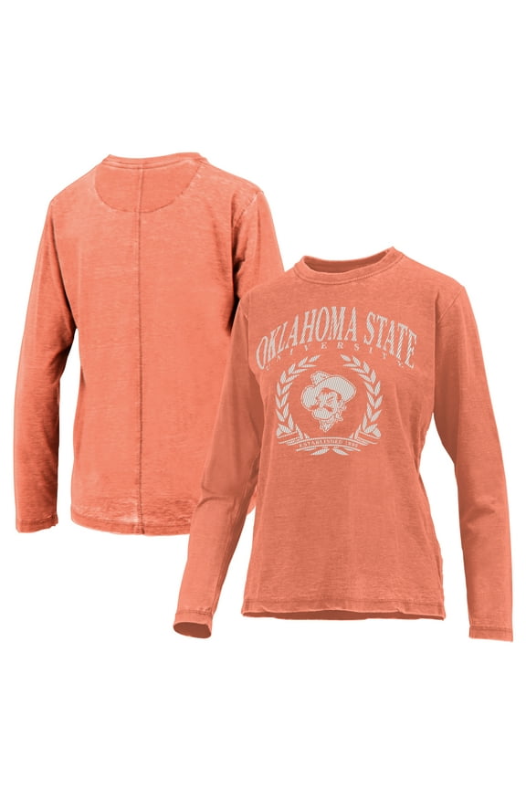 Women's Pressbox Orange Oklahoma State Cowboys Chandler Olive Leaf Arch Long Sleeve T-Shirt