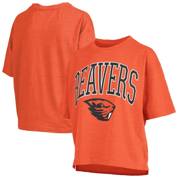 Women's Pressbox Orange Oregon State Beavers Oversized Nelson Arch Over Logo Slub T-Shirt