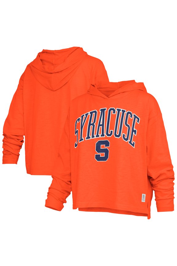 Women's Pressbox Orange Syracuse Orange Nelson Arch Over Logo Long Sleeve Hooded T-Shirt