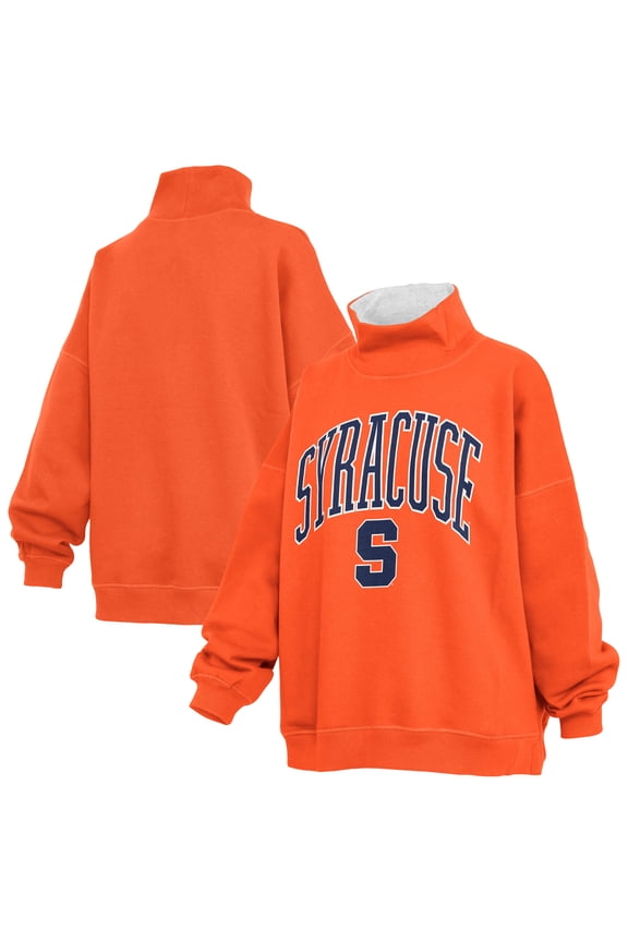 Women's Pressbox Orange Syracuse Orange Oversized Mock Neck Sweatshirt
