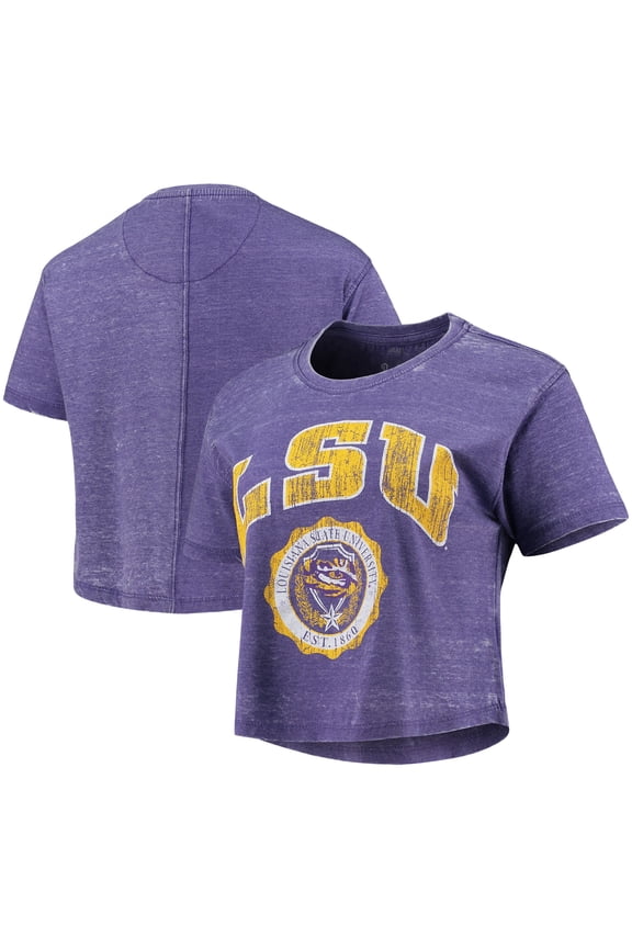 Women's Pressbox Purple LSU Tigers Edith Vintage Burnout Crop T-Shirt