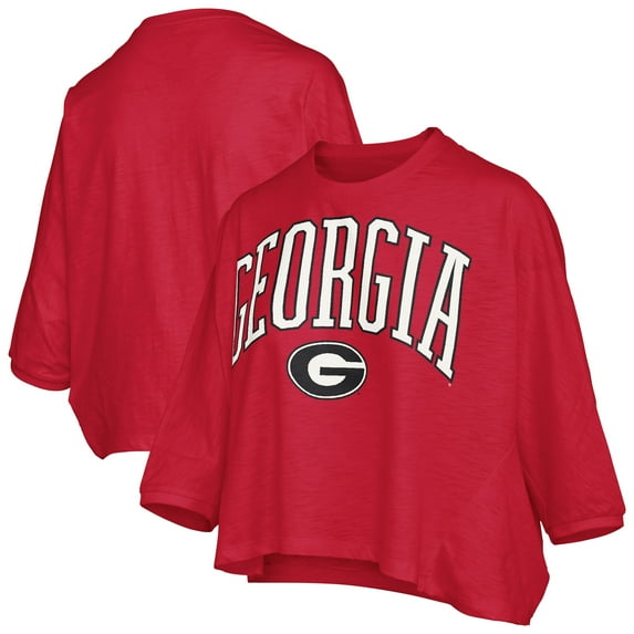 Women's Pressbox Red Georgia Bulldogs Midi Arch Over Logo Oversized T-Shirt