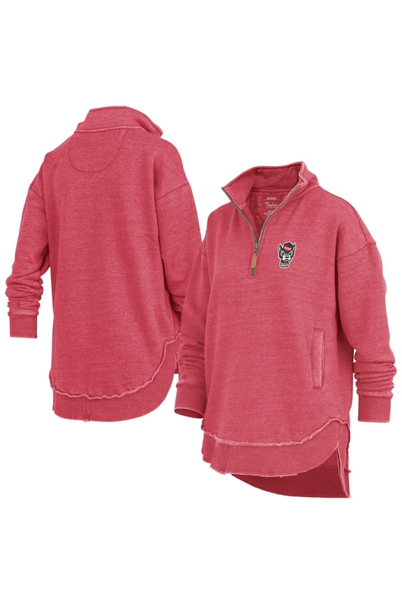 Women's Pressbox Red NC State Wolfpack Northfork Sojourn Poncho Quarter-Zip Sweatshirt