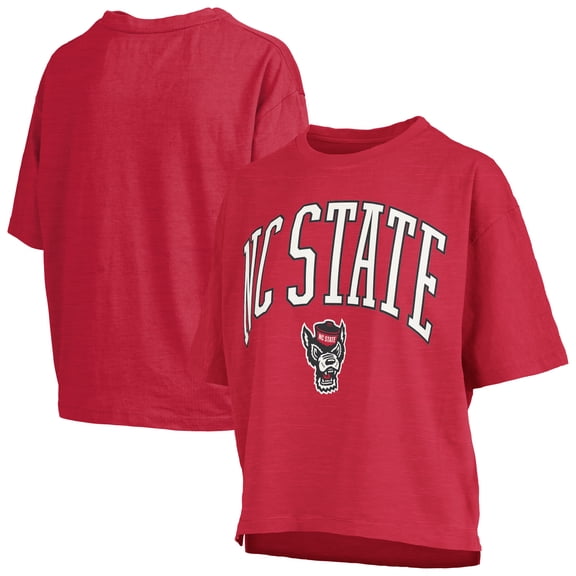 Women's Pressbox Red NC State Wolfpack Oversized Nelson Arch Over Logo Slub T-Shirt