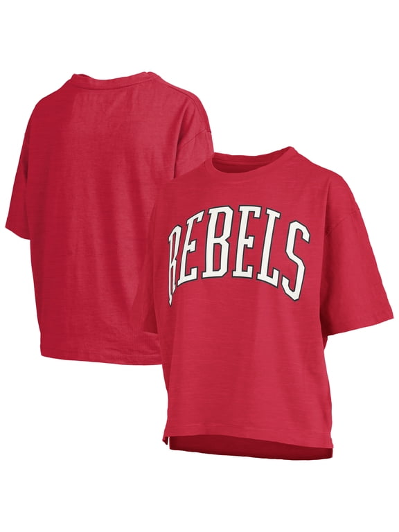 Women's Pressbox Red UNLV Rebels Oversized Nelson Arch Over Logo Slub T-Shirt