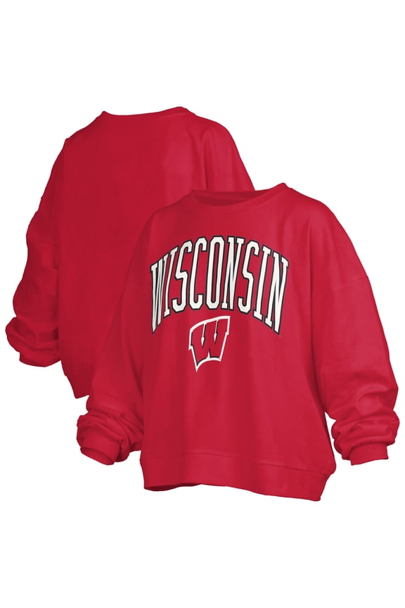 Women's Pressbox Red Wisconsin Badgers Plus Size Nelson Janise Sweatshirt