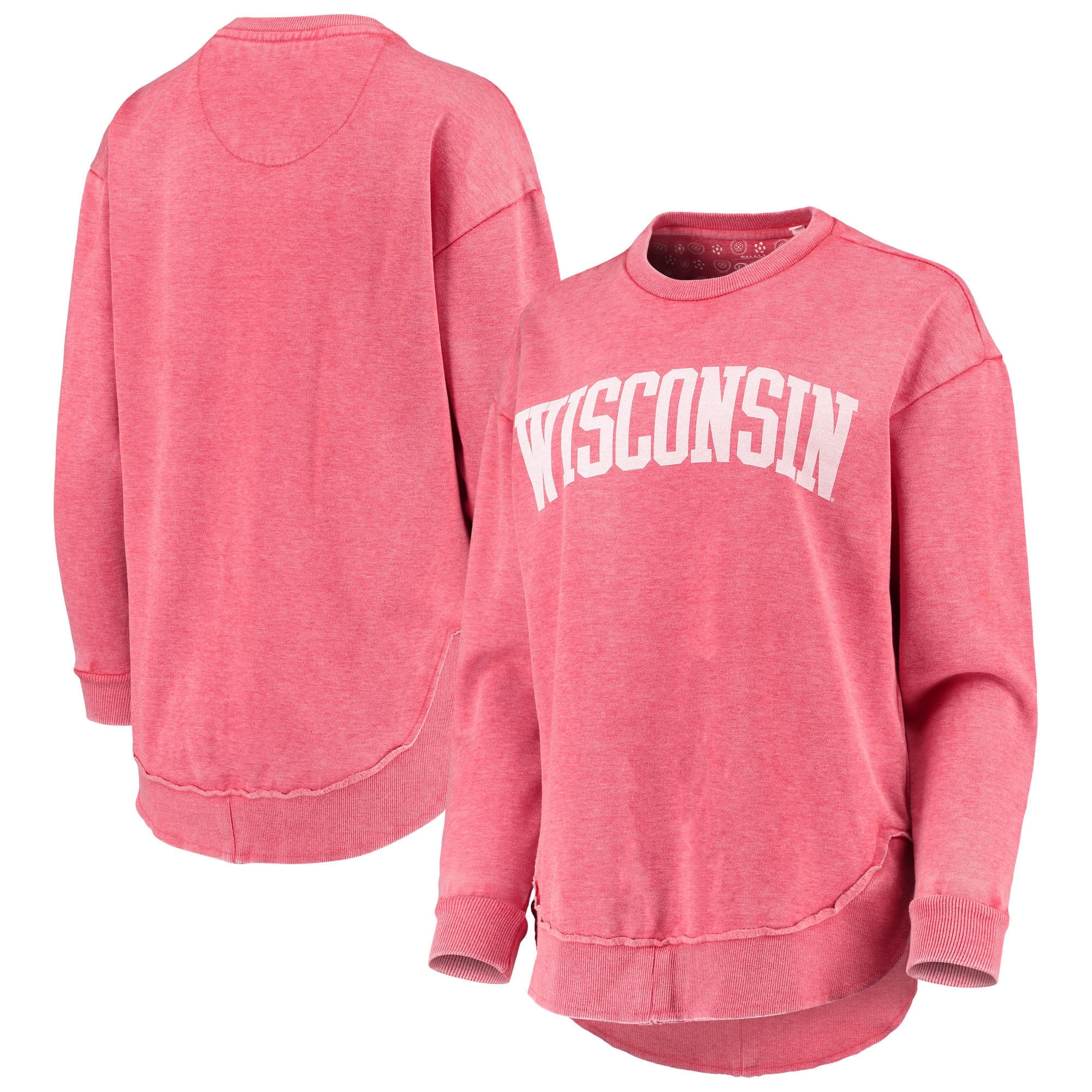 Women s Pressbox Red Wisconsin Badgers Vintage Wash Pullover