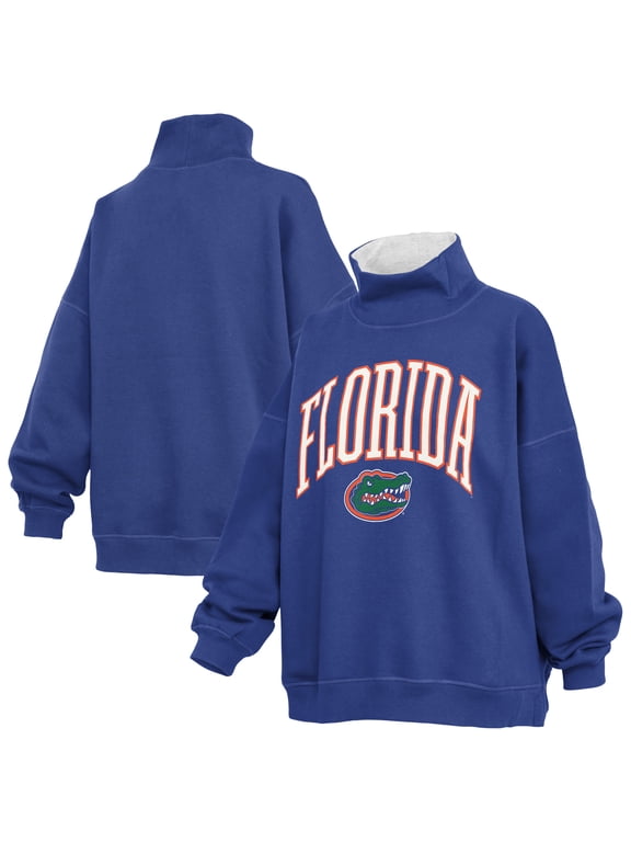 Women's Pressbox Royal Florida Gators Oversized Mock Neck Sweatshirt