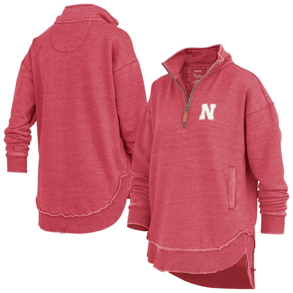 Women's Pressbox Scarlet Nebraska Huskers Northfork Sojourn Poncho Quarter-Zip Sweatshirt