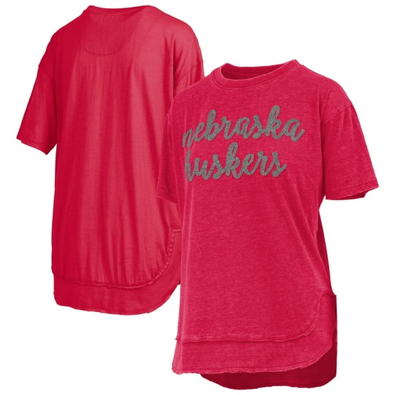 Women's-Pressbox Scarlet Nebraska Huskers Poncho T-Shirt