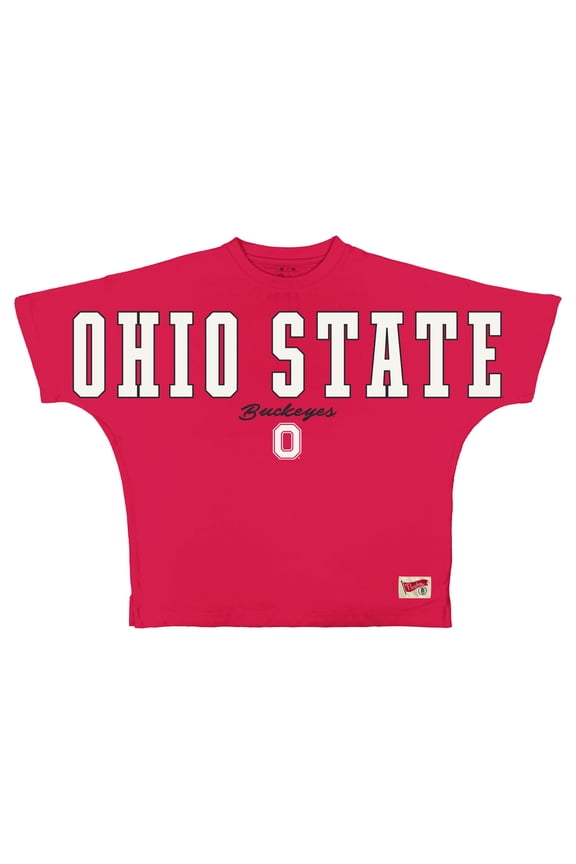 Women's Pressbox  Scarlet Ohio State Buckeyes Flannigan Oversized T-Shirt