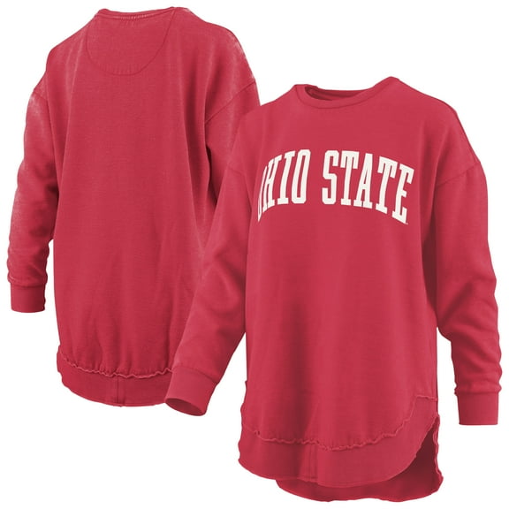 Women's Pressbox  Scarlet Ohio State Buckeyes Melange Poncho Vintage Fleece Long Sleeve Pullover Sweatshirt