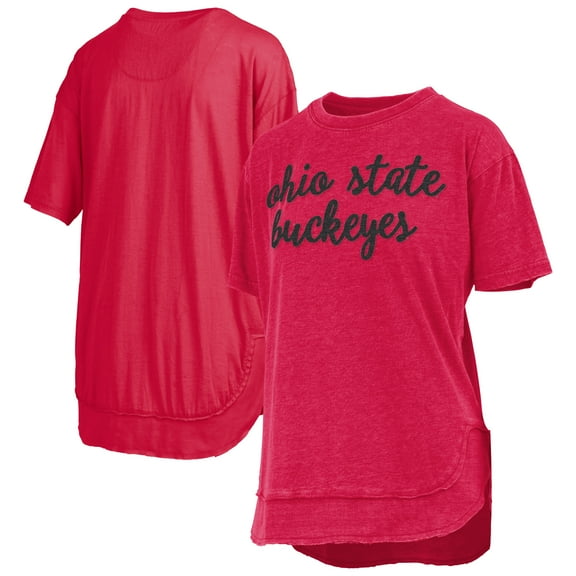 Women's-Pressbox Scarlet Ohio State Buckeyes Poncho T-Shirt