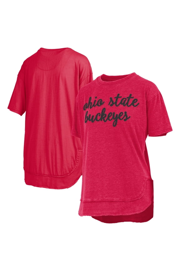 Women's-Pressbox Scarlet Ohio State Buckeyes Poncho T-Shirt